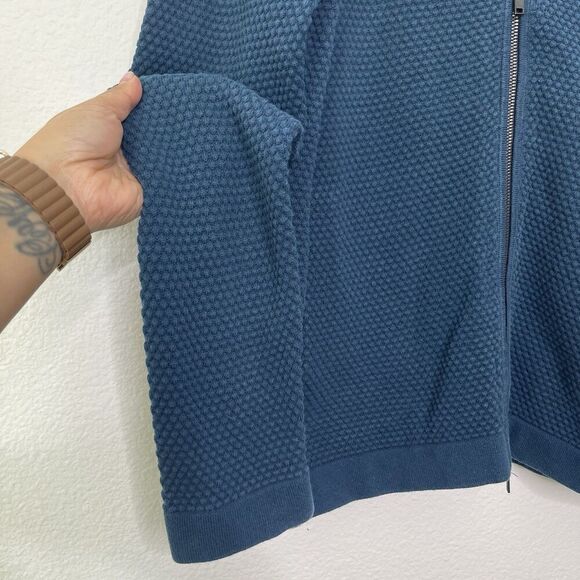 Theory Mens Zip Up Sweater Large Waffle Knit Udeval Breach Mock Neck Cardigan - Picture 5 of 11